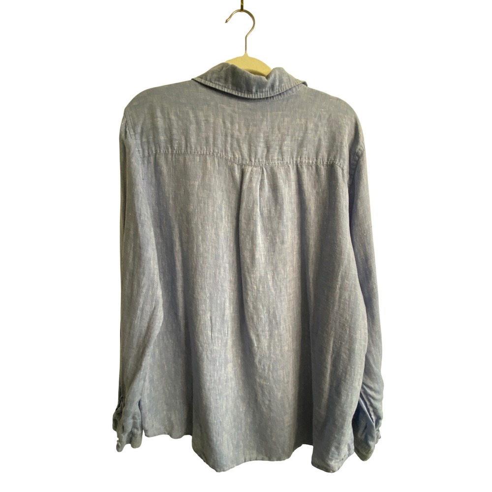 Coldwater Creek Womens XL Light Blue 100% Linen Button Down Long Sleeve Shirt - Picture 2 of 8